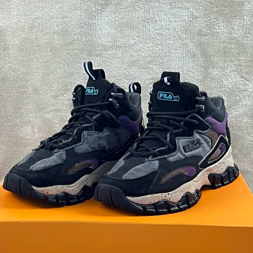 Fila Oakmont TR Mid Black Purple Yellow Trail Sneakers 3RM02321-970 Mens 5